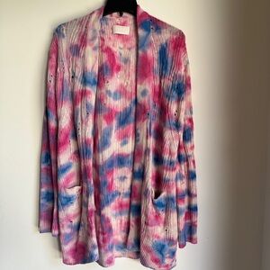 Zadig & Voltaire Pink and Blue Tie-Dye Cardigan